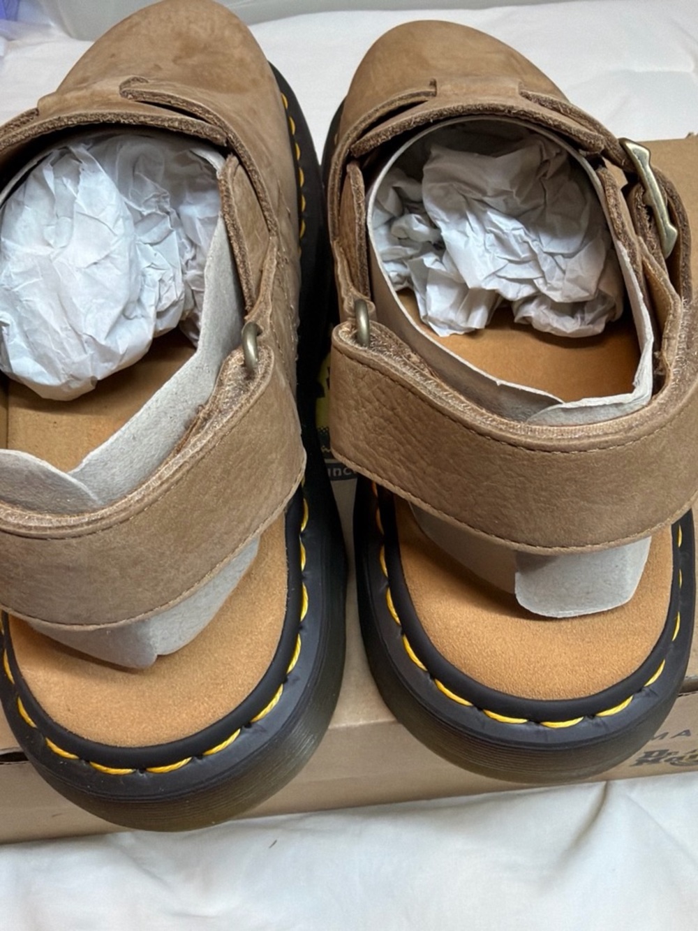 Dr. Martens Women's Tan Leather Buckle Clog Mules - Picture 4 of 8